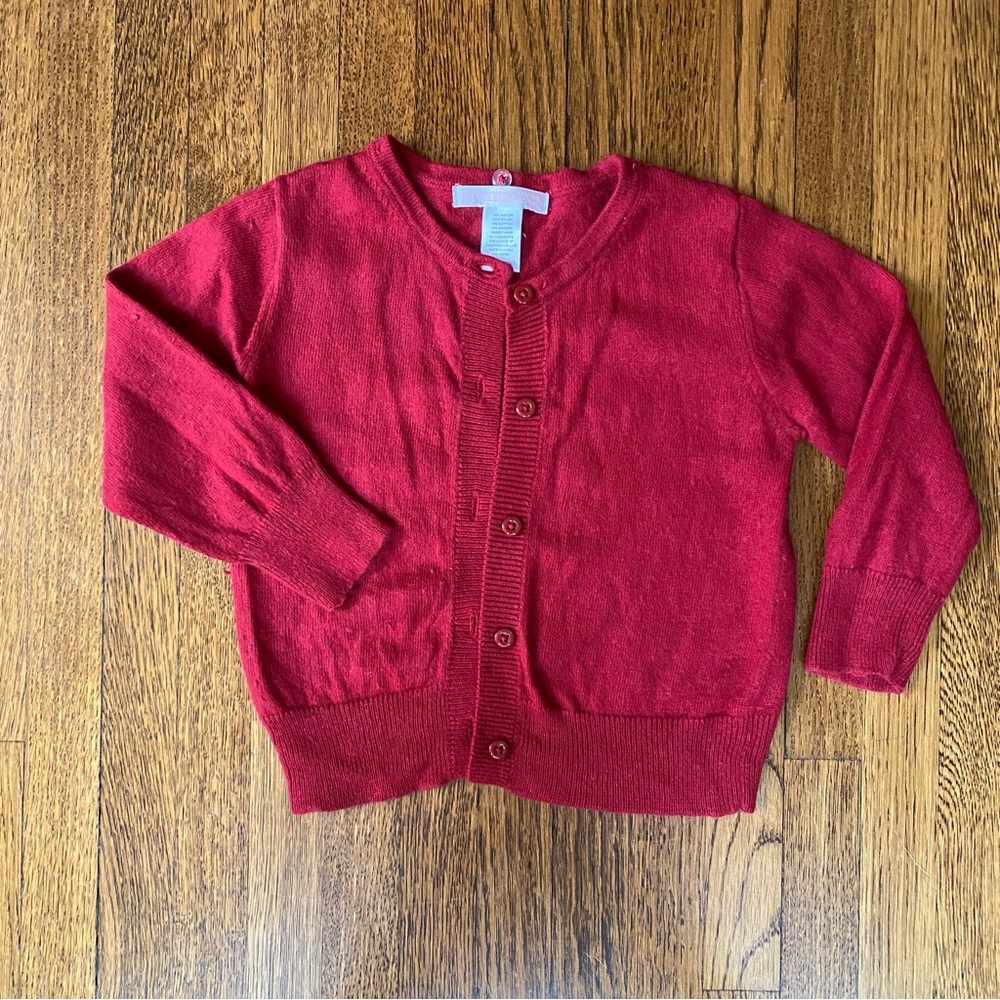 Janie and Jack 12-18 Months Red Button-Up Cardigan